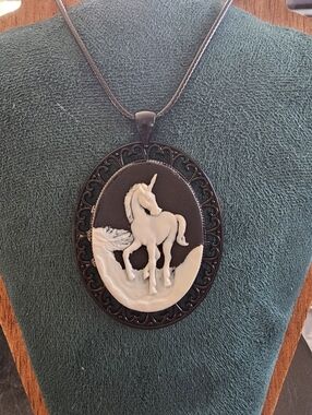 Vintage Cameo Unicorn Pendant
